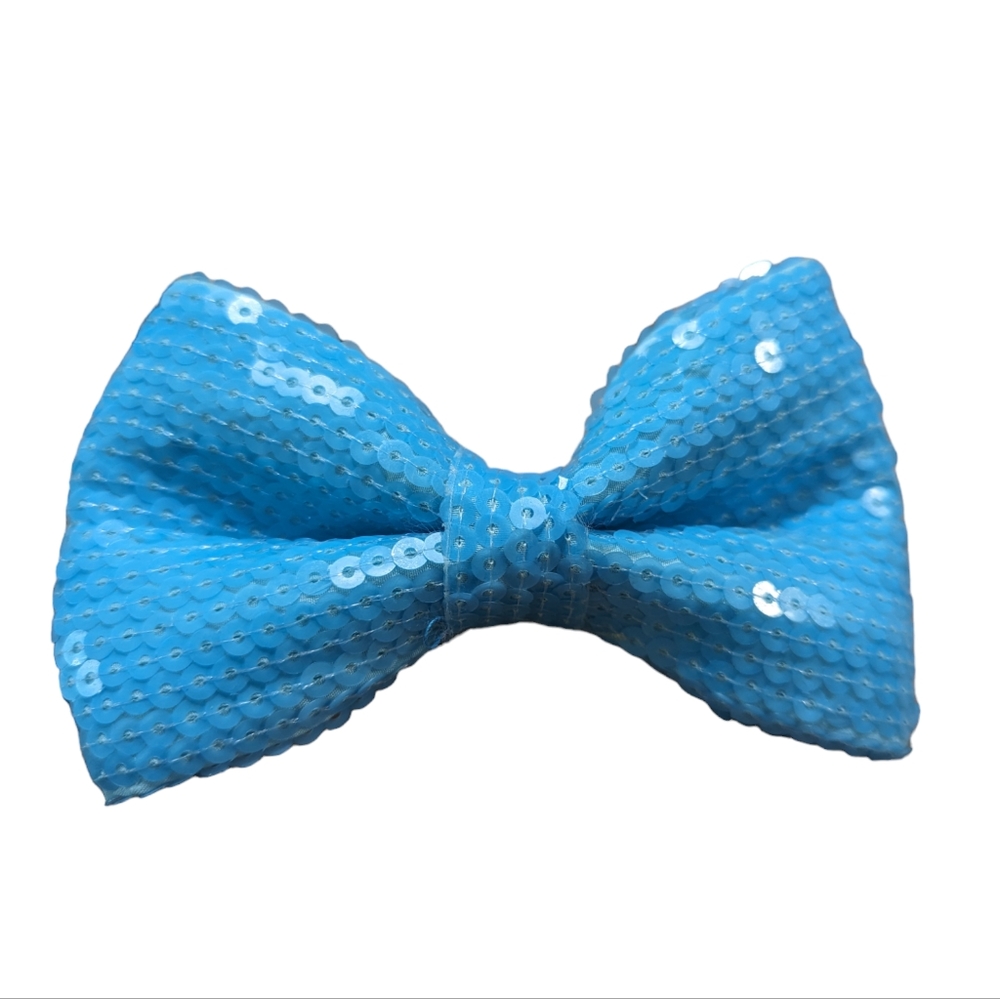 Sequined Aqua Blue Bow Hair Barrett Accessory